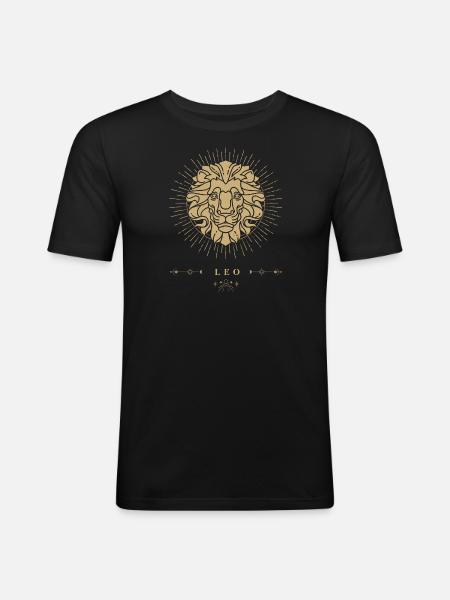 Löwe Sternzeichen - Männer Slim Fit T-Shirt - Schwarz