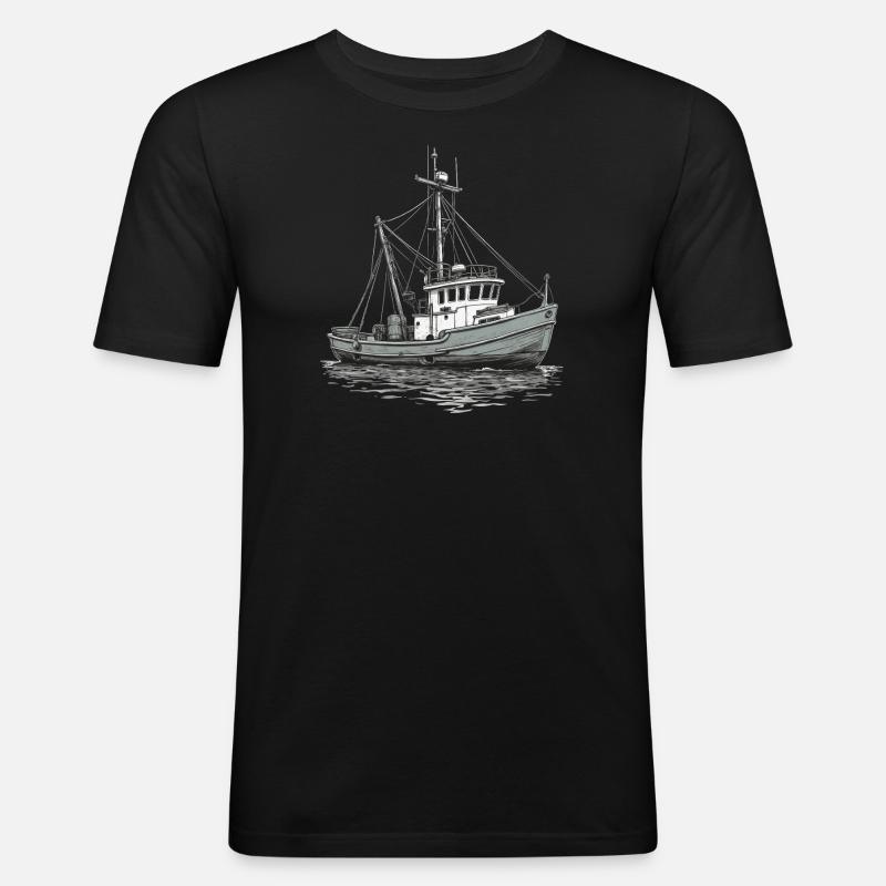 Fischkutter - Männer Slim Fit T-Shirt - Schwarz