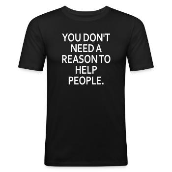 Help People 2 - Männer Slim Fit T-Shirt - Schwarz - Vorne - Nik (191cm)
