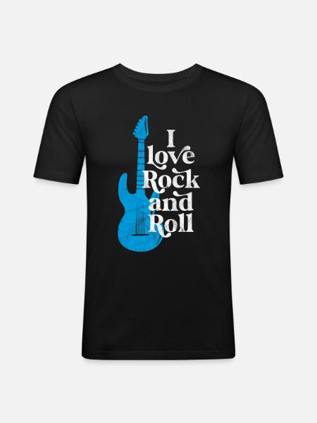 Ich liebe Rock'n'Roll - Männer Slim Fit T-Shirt - Schwarz