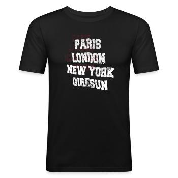 Ville de Giresun - T-shirt près du corps Homme - noir - Devant - Nik (191cm)