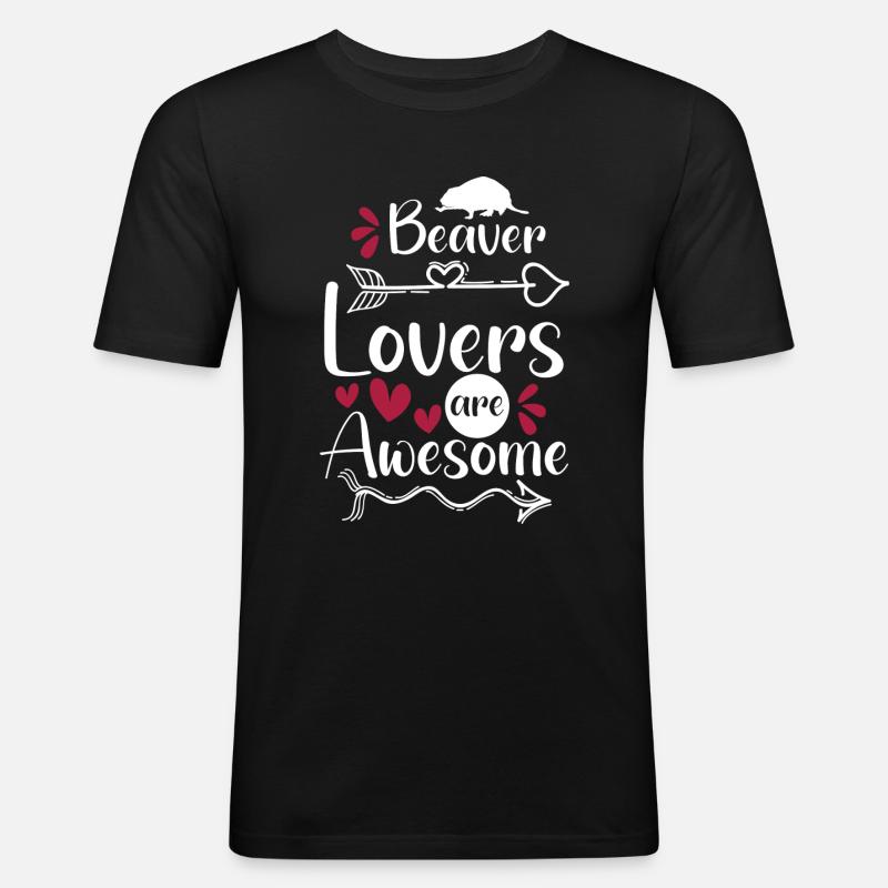Tier Bober Baum - Männer Slim Fit T-Shirt - Schwarz