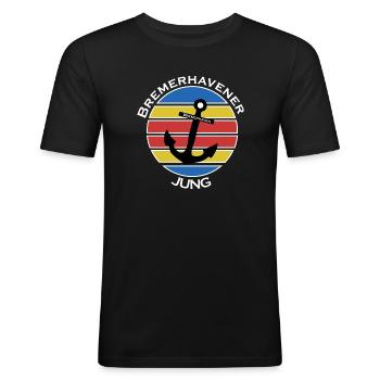 Bremerhaven - Männer Slim Fit T-Shirt - Schwarz - Vorne - Nik (191cm)