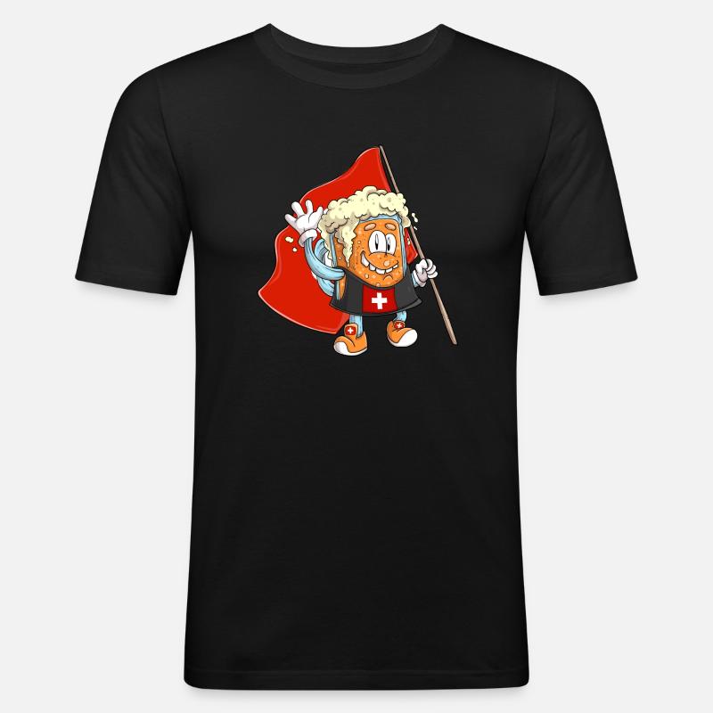 Schweizer Bier Fan - Männer Slim Fit T-Shirt - Schwarz