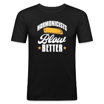 Harmonicists blow better - Men's Slim Fit T-Shirt - black - Front - Nik (191cm)