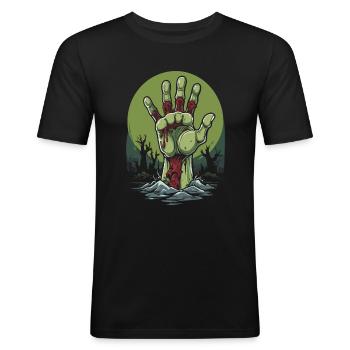 Resurrected Zombie Comic Illustration - Men's Slim Fit T-Shirt - black - Front - Nik (191cm)