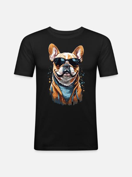 Bouledogue français avec style - T-shirt près du corps Homme - noir