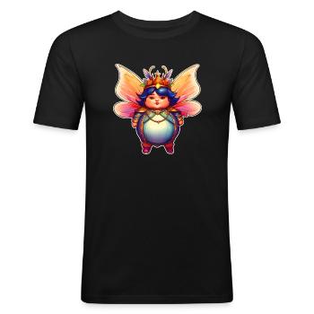 Niedliche dicke Fee mit Flügel - Männer Slim Fit T-Shirt - Schwarz - Vorne - Nik (191cm)