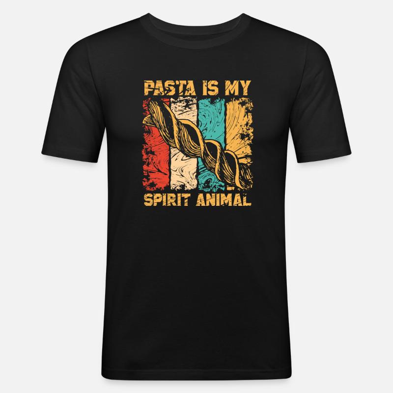 Pasta Nudel Geschenk - Männer Slim Fit T-Shirt - Schwarz