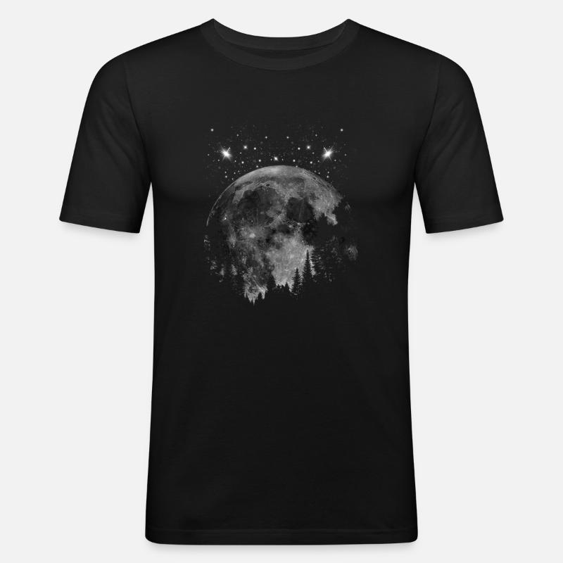 måne - Herre Slim Fit T-Shirt - sort