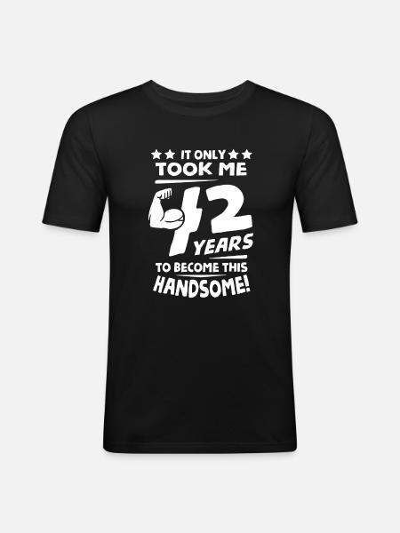 Happy 42 Years Old - Men's Slim Fit T-Shirt - black