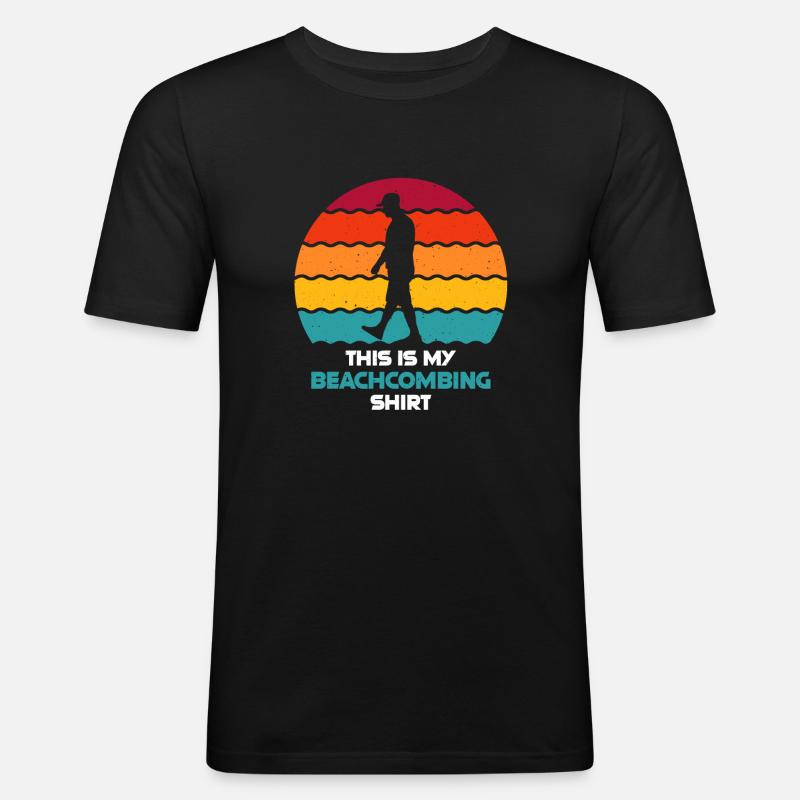 Beachcombing - Männer Slim Fit T-Shirt - Schwarz