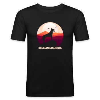 Malinois Belgischer Schäferhund - Männer Slim Fit T-Shirt - Schwarz - Vorne - Nik (191cm)