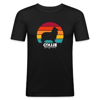 Collie - Männer Slim Fit T-Shirt - Schwarz - Vorne - Nik (191cm)