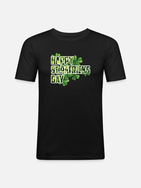 Joyeuse Saint-Patrick - Shamrock Design - T-shirt près du corps Homme - noir
