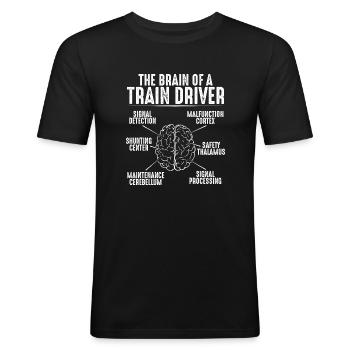 Triebfahrzeugführer Lokführer Lokomotivführer - Männer Slim Fit T-Shirt - Schwarz - Vorne - Nik (191cm)