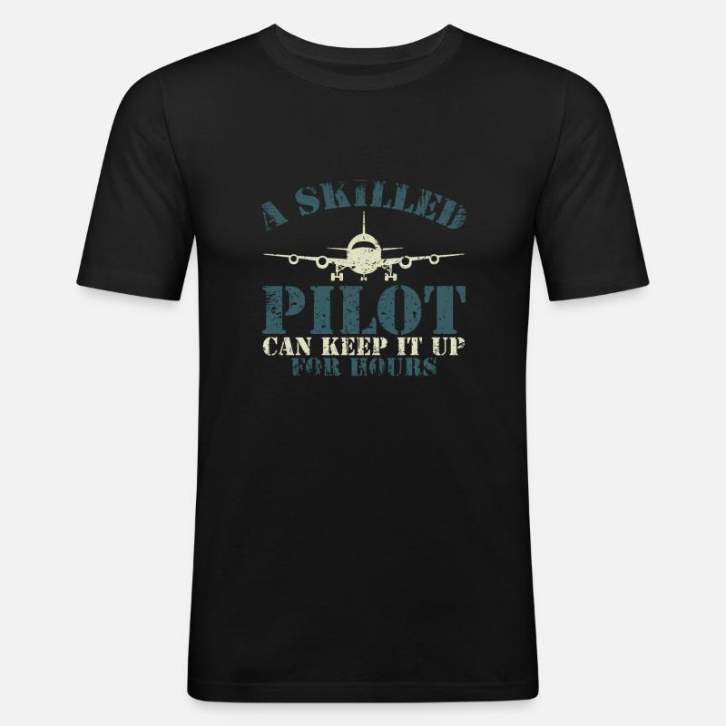 Der Pilot - Männer Slim Fit T-Shirt - Schwarz