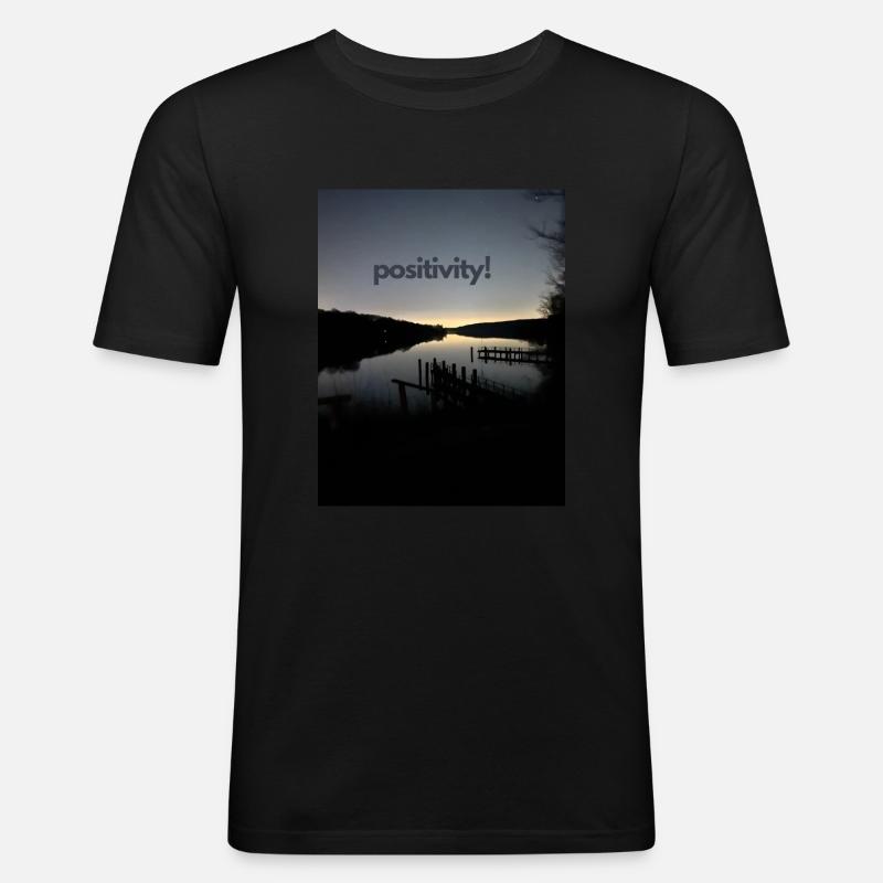 Positivity Seeblick - Männer Slim Fit T-Shirt - Schwarz
