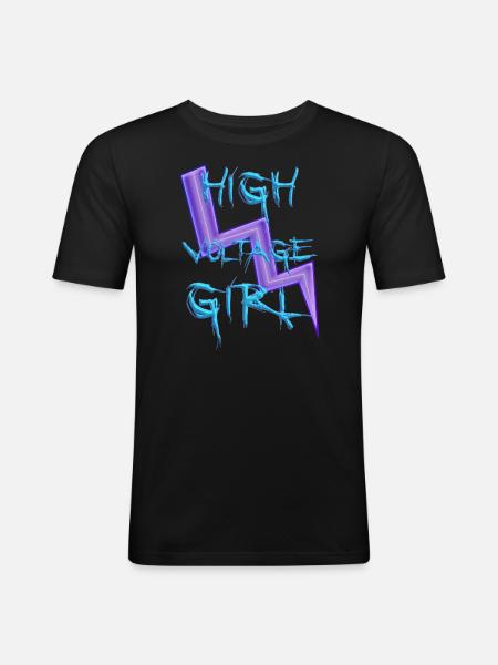Hochspannungs-Mädchen - Männer Slim Fit T-Shirt - Schwarz