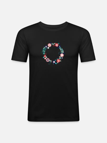 Create your own flower wreath - Men's Slim Fit T-Shirt - black