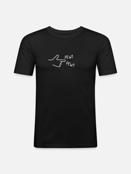 finger gun pew pew - Men's Slim Fit T-Shirt - black