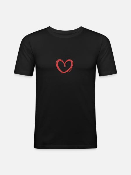 Heart hearts drawn design gift - Men's Slim Fit T-Shirt - black