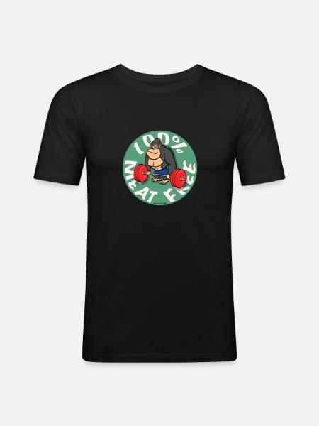 100% fleischfrei - Männer Slim Fit T-Shirt - Schwarz