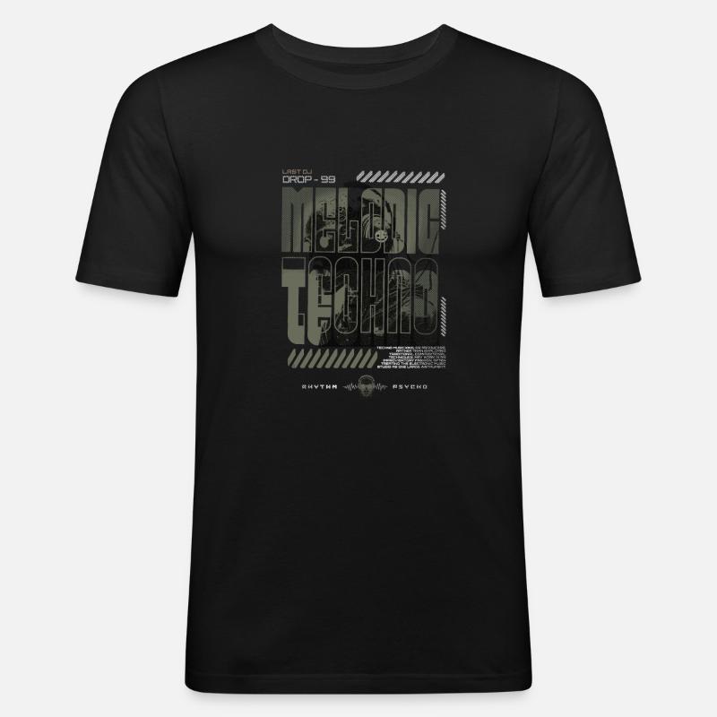 MELODIC TECHNO - Männer Slim Fit T-Shirt - Schwarz