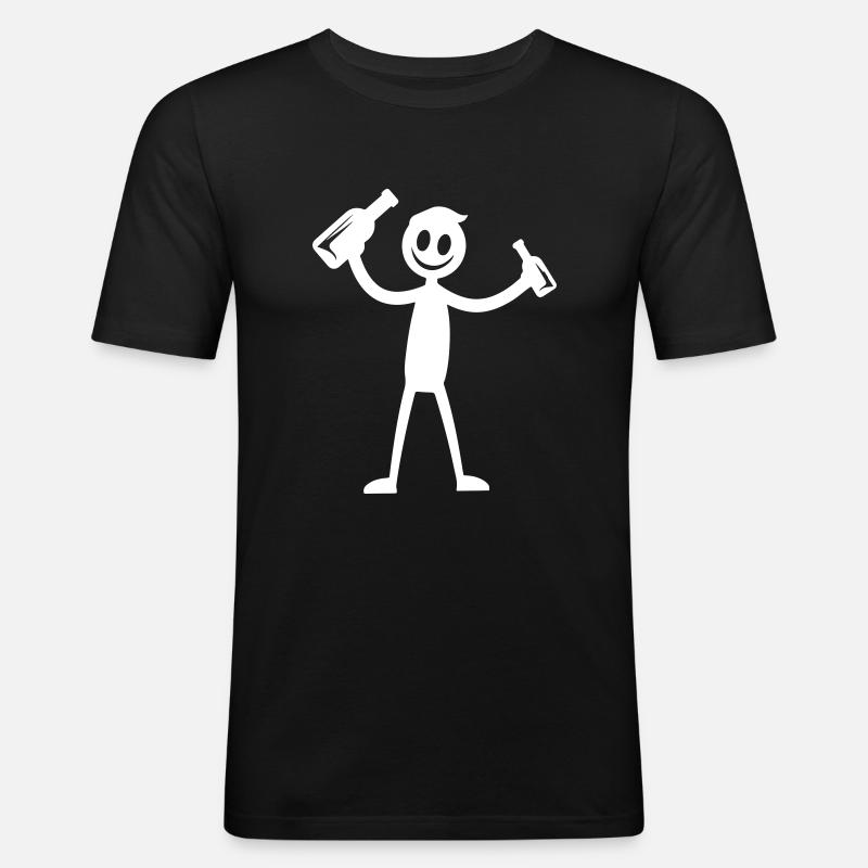 Beer Drinking Party Silhouette - Men's Slim Fit T-Shirt - black