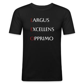 Leo - Männer Slim Fit T-Shirt - Schwarz - Vorne - Nik (191cm)