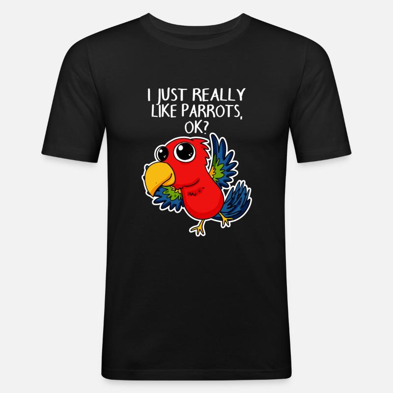 Papagei - Männer Slim Fit T-Shirt - Schwarz