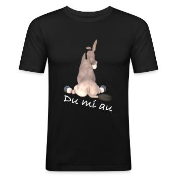 Du mi au, Witzig, Esel, schwäbisch - Männer Slim Fit T-Shirt - Schwarz - Vorne - Nik (191cm)