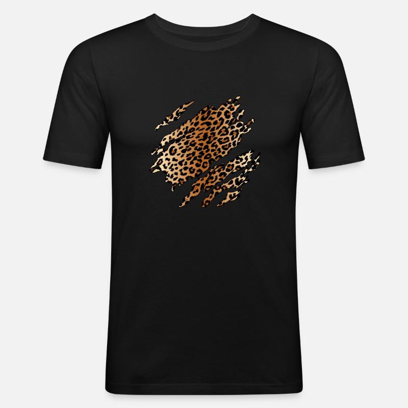 Wilder Leopard nach innen - Männer Slim Fit T-Shirt - Schwarz