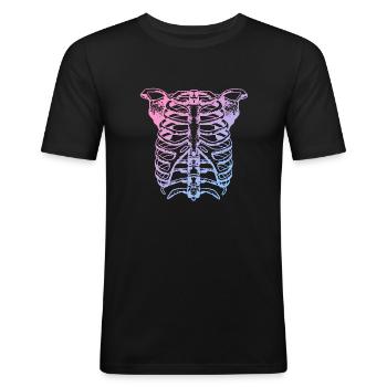 Skelett - Männer Slim Fit T-Shirt - Schwarz - Vorne - Nik (191cm)