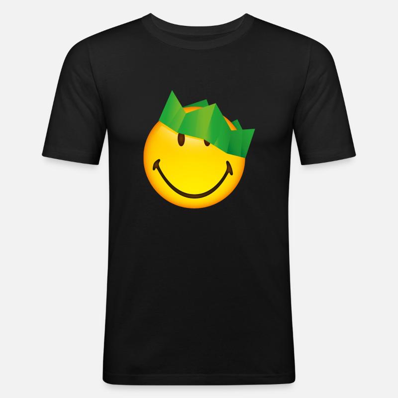Smiley Green Crown - Obcisła koszulka męska - czarny