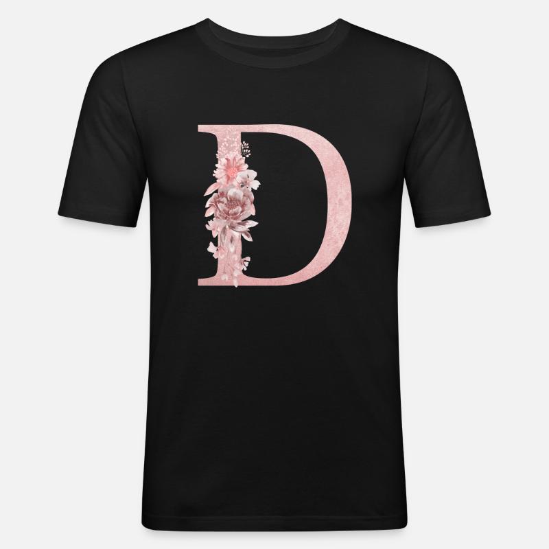 Buchstabe D - Männer Slim Fit T-Shirt - Schwarz