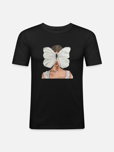 Schmetterlingsfrau - Männer Slim Fit T-Shirt - Schwarz