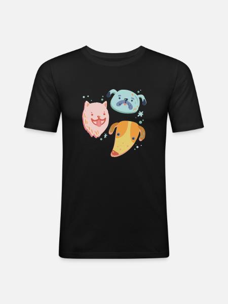 Hund - Männer Slim Fit T-Shirt - Schwarz