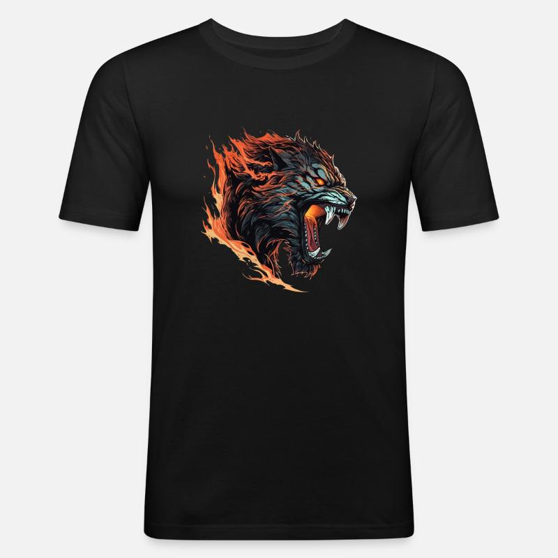 Säbelzahntiger - Sabertooth v3 - Männer Slim Fit T-Shirt - Schwarz