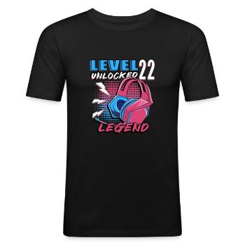 Level 22 freigeschaltet Geburtstagsshirt Geschenk - Männer Slim Fit T-Shirt - Schwarz - Vorne - Nik (191cm)
