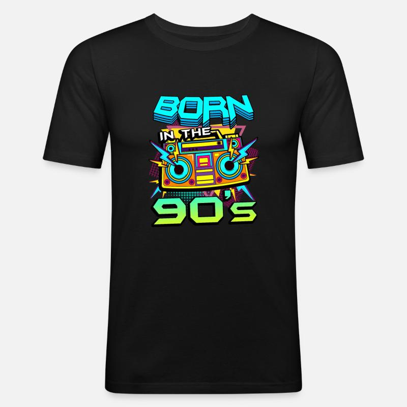 1990iger Sprüche 90s Geschenksidee - Männer Slim Fit T-Shirt - Schwarz