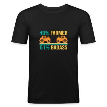 Bauer Traktor Landwirt - Männer Slim Fit T-Shirt - Schwarz - Vorne - Nik (191cm)