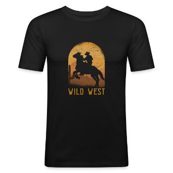 Wild West - Men's Slim Fit T-Shirt - black - Front - Nik (191cm)