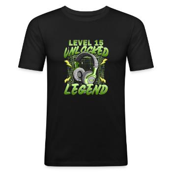 15th Birthday Gamer - Men's Slim Fit T-Shirt - black - Front - Nik (191cm)
