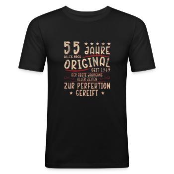 55th Birthday 55 Years - Men's Slim Fit T-Shirt - black - Front - Nik (191cm)