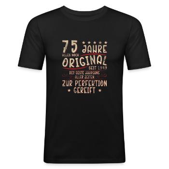 75. Geburtstag - Männer Slim Fit T-Shirt - Schwarz - Vorne - Nik (191cm)