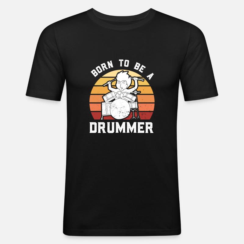 Drummer Playing Drums - Men's Slim Fit T-Shirt - black