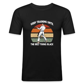 Schwarzer Gürtel Kampfsport - Männer Slim Fit T-Shirt - Schwarz - Vorne - Nik (191cm)