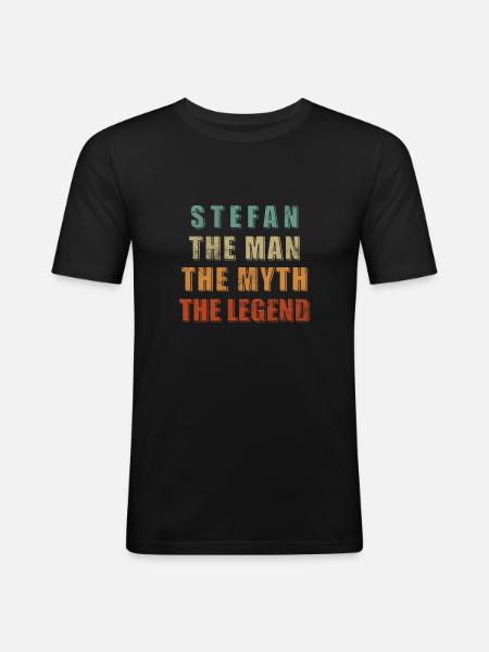 Stefan Name Design - Männer Slim Fit T-Shirt - Schwarz