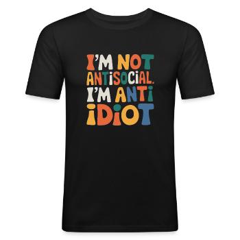 Sarcastique introverti - T-shirt près du corps Homme - noir - Devant - Nik (191cm)